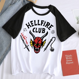 Hellfire Club Two Tone Raglan Croptop Tee Stranger Things Season 4  T Shirt  2022 Upside Down Male #8