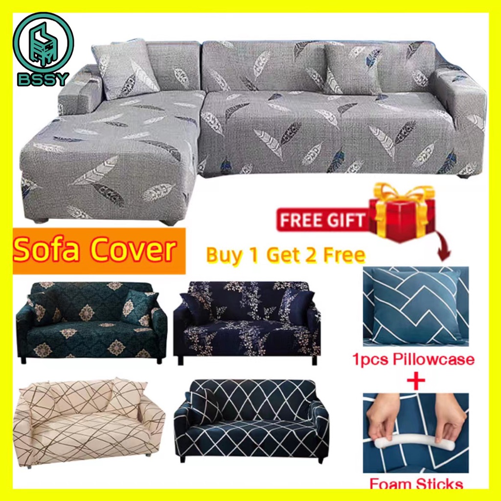 1/2/3/4 Seater Shreds Printed Sofa Cover With Free 1 Pillowcase And