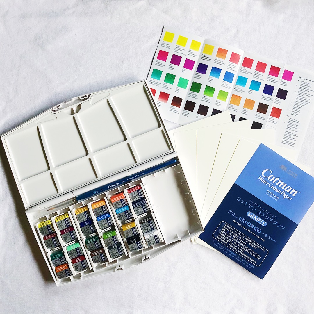 Winsor & Newton Cotman Painting Plus Half Pan Watercolor Set 24