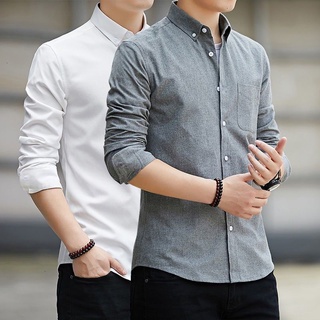 Long-sleeved Shirt Men S Business White Shirt Casual Shirt All-match Office Shirt Men's Black Shirt Navy Blue Gray Blue Plain Shirt