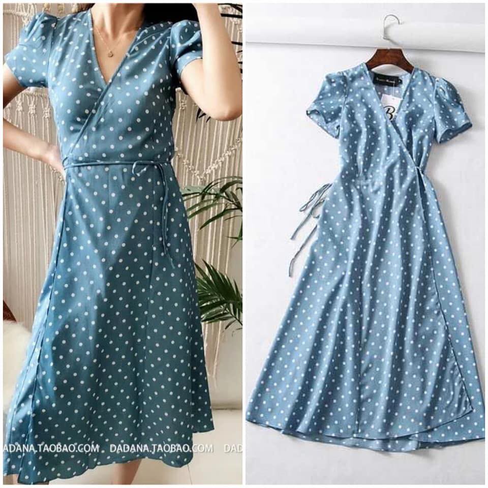 sky blue polka dot dress