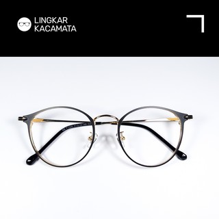 HITAM PRIA Minus Bluray Anti Radiation Photochromic Glasses Women Men Oval Iron Frame Plus Black Gold CLO #1