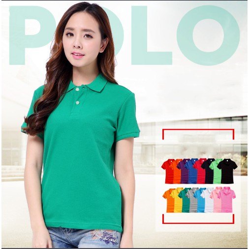 women's solid color polo shirts