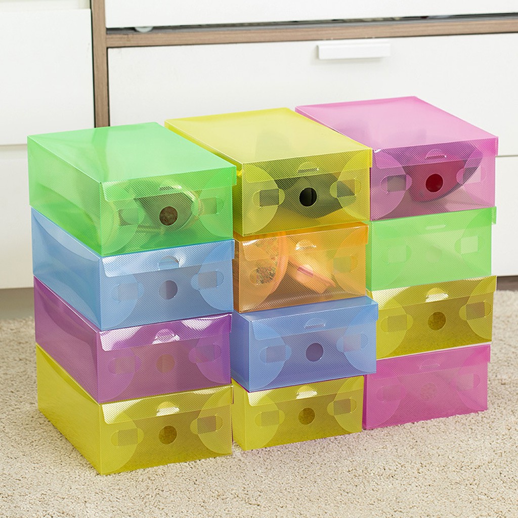 5pcs Colorful Plastic Shoe Storage Box Clear Shoe Box Shopee