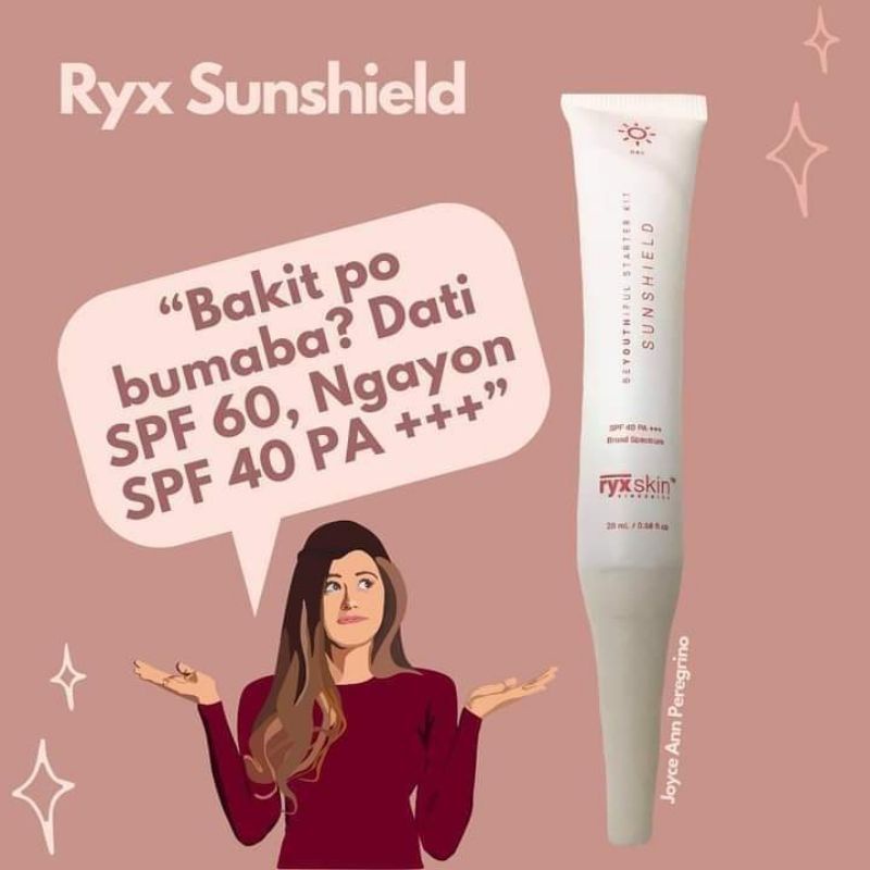 Ryx skincerity sunscreen/sunblock/sunshield spf 40 pa +++