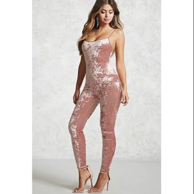 forever 21 velvet jumpsuit