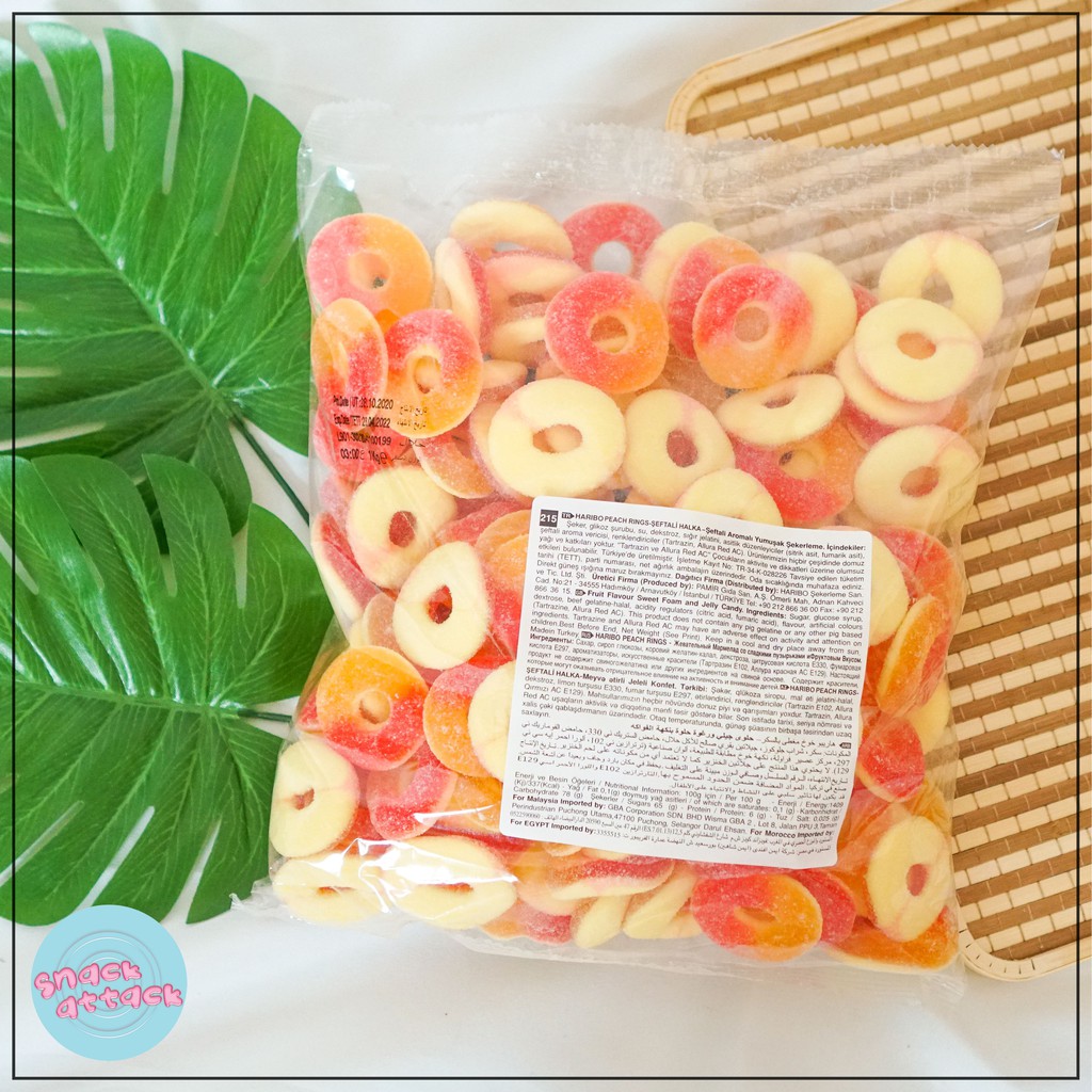 Haribo Peach Ring Gummy Candy [HALAL] - 1kg | Shopee Philippines