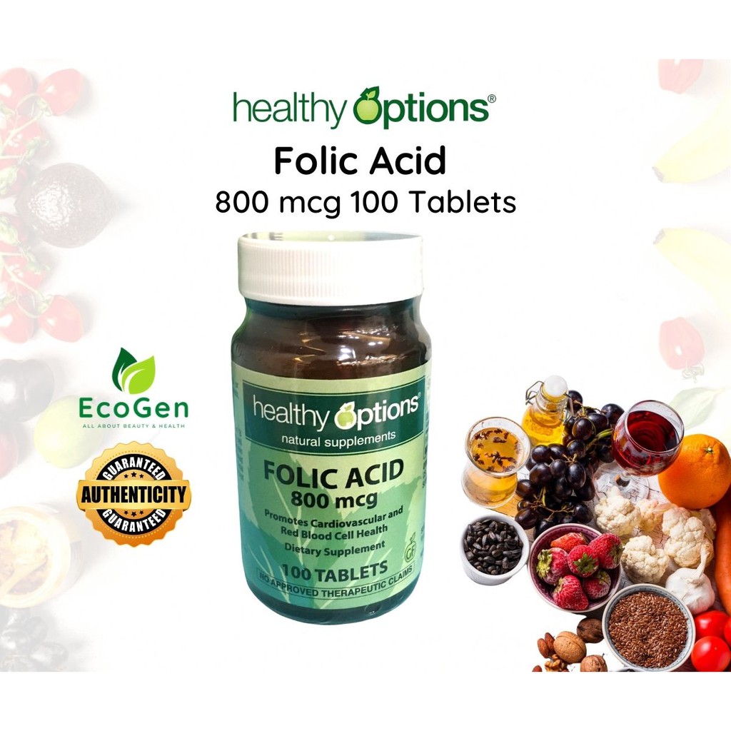 Healthy Options Folic Acid 800 mcg 100 Tablets | Shopee Philippines