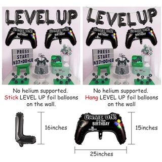 CHEEREVEAL Video Game Themed 9th Birthday Party Decoration for Boys Nine Years Old Birthday Supplies with Green Black Balloons Set Game Controller Level Up Foil Balloons Banner #7