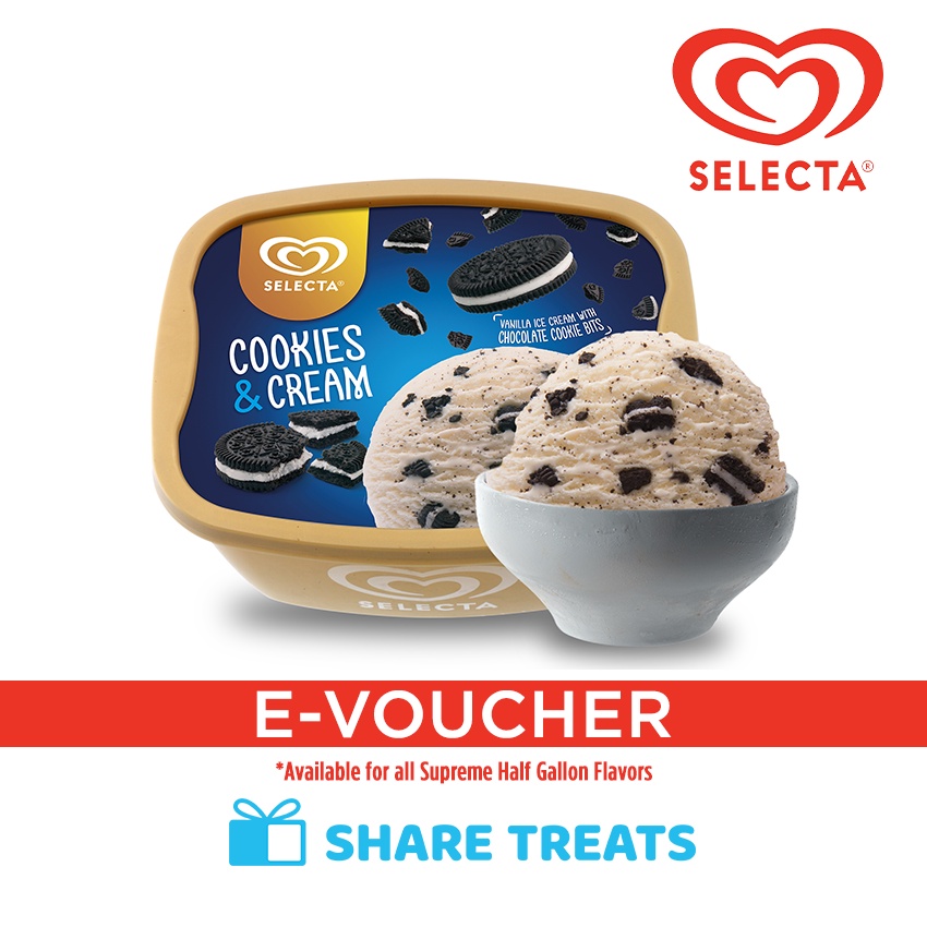 Selecta Supreme Half Gallon Ice Cream 1 4l Or 1 3l Sms Evoucher Shopee Philippines