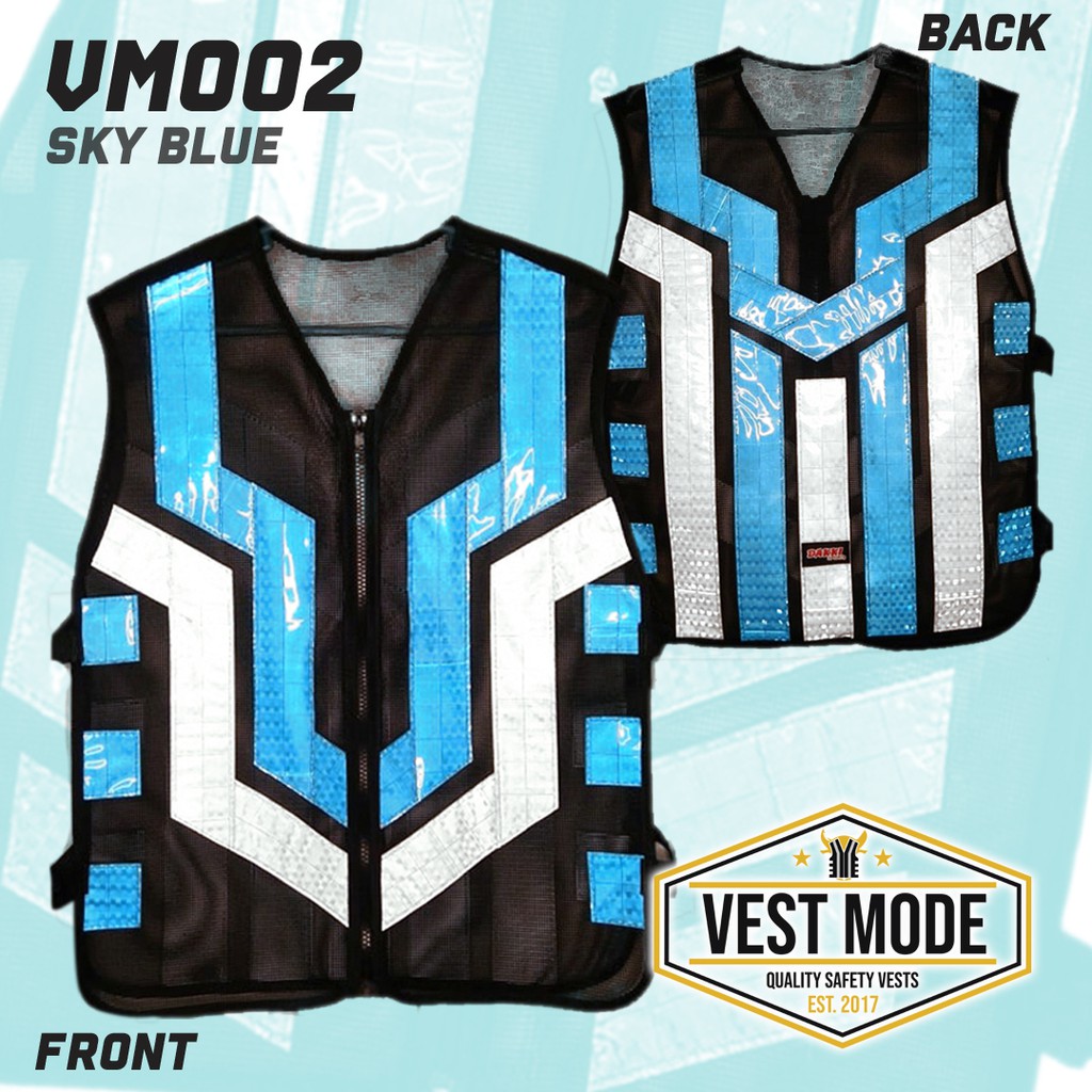 VM002 (VT45) Sky Blue Motorcycle Rider Reflectorized Reflective Safety