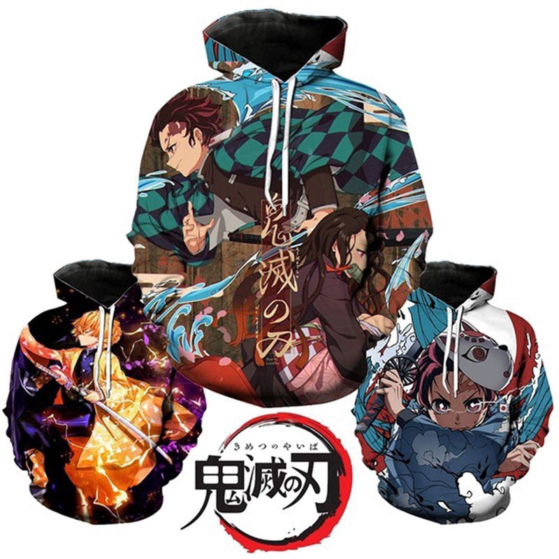 Japan Anime Demon Slayer Kimetsu No Yaiba 3d Printed Loose Couples Hoodie Jacket Cosplay Costume Shopee Philippines