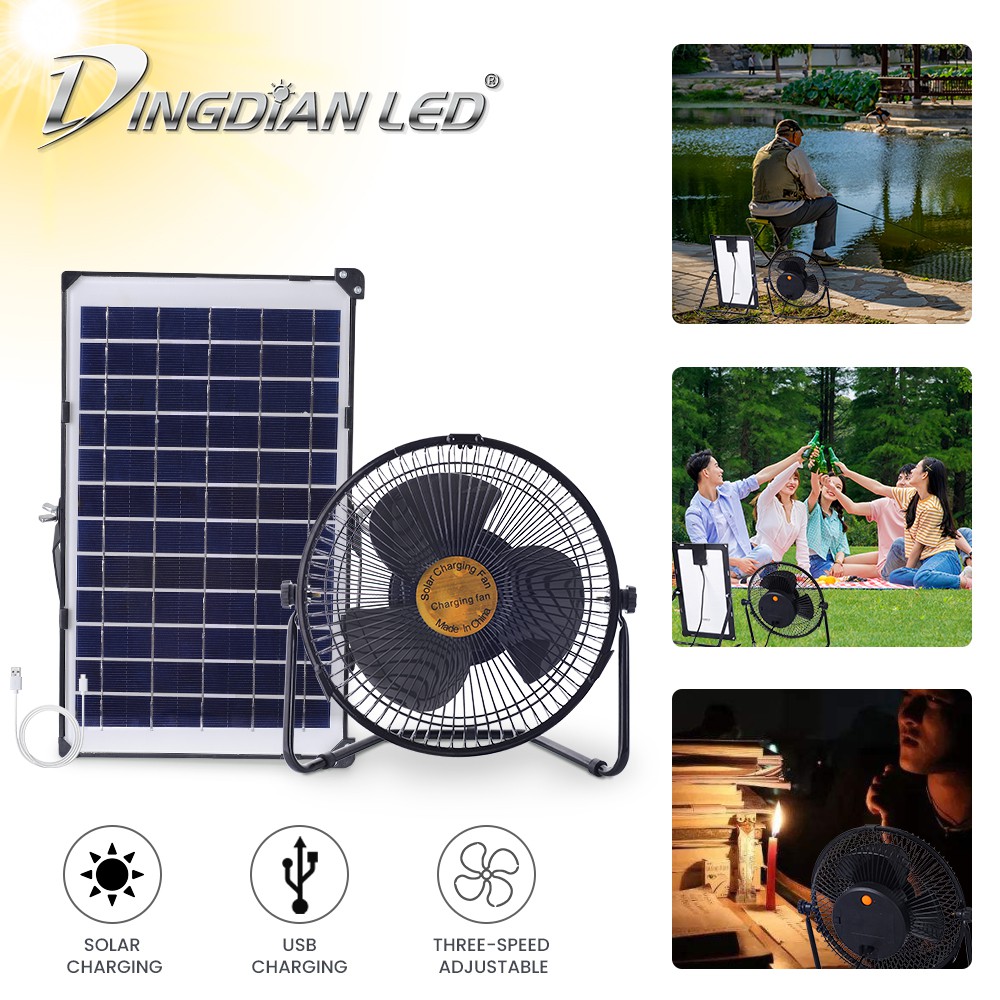 Dingdian Led 10 Inch Solar Fans Free Energy Desk Fan For Camping Fan Greenhouse Motorhome House Chicken House Outdoor Home Cooling Chicken Coop Shopee Philippines