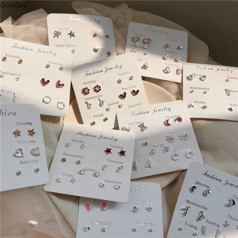 Gooday 6 Set fashion unisilver Earings Hypoallergenic minimalist