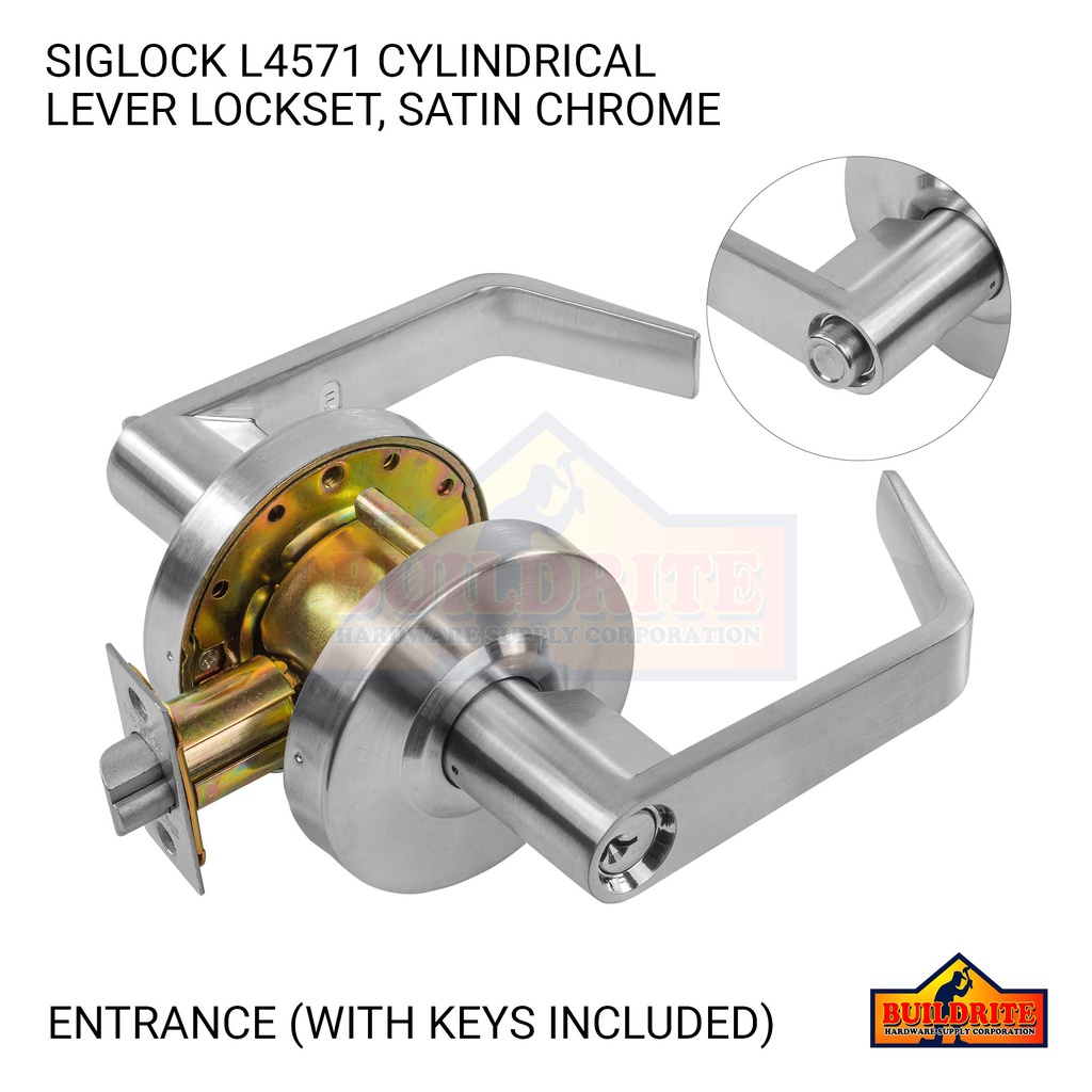 Siglock SLG.L4571.SC.ET Entrace Lock ANSI Grade 2 Cylindrical Lever ...