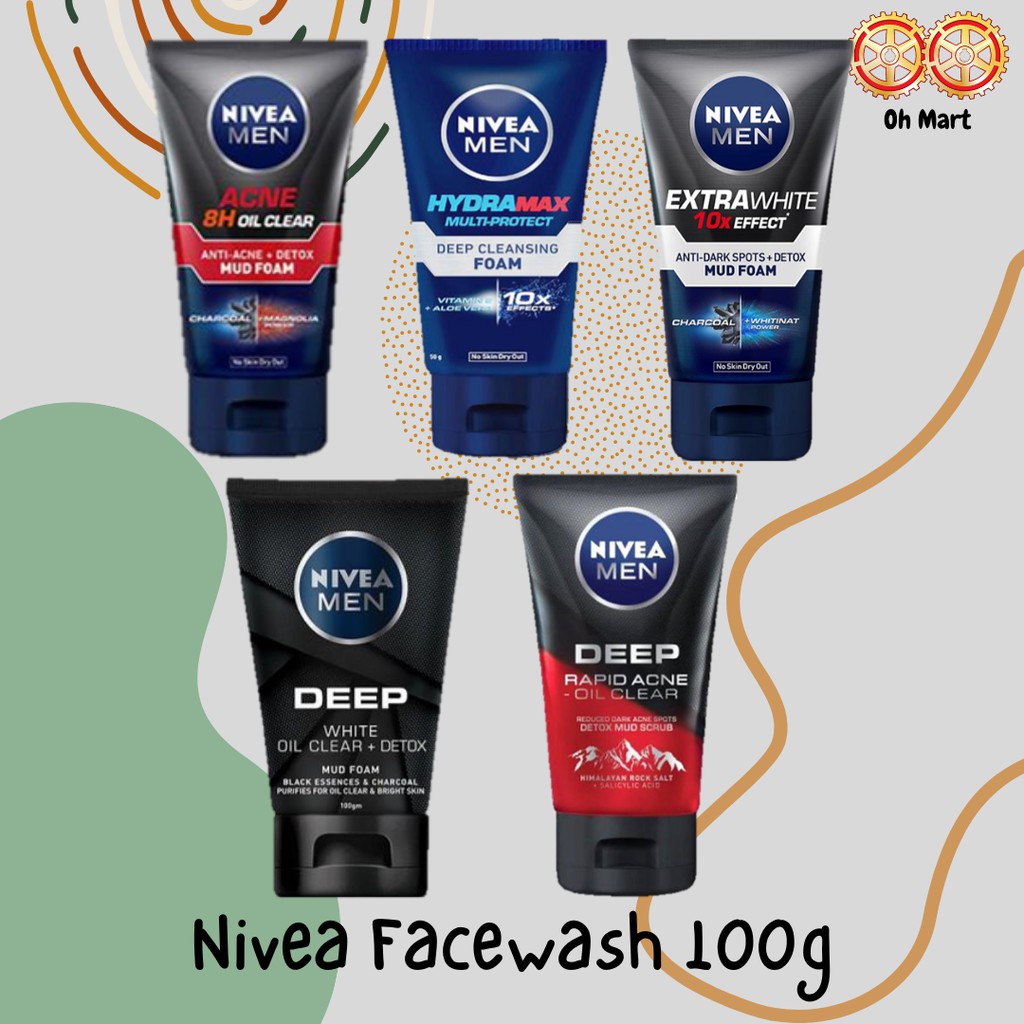 Nivea Men Facewash Cleanser Acne/ Hydra Max/ Extra White/ Deep White ...