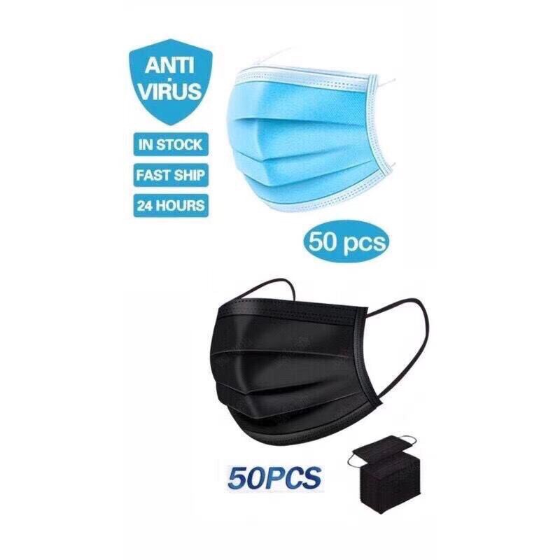 Winner 50pcs ply Disposable Surgical Face Mask ( Blue / Black