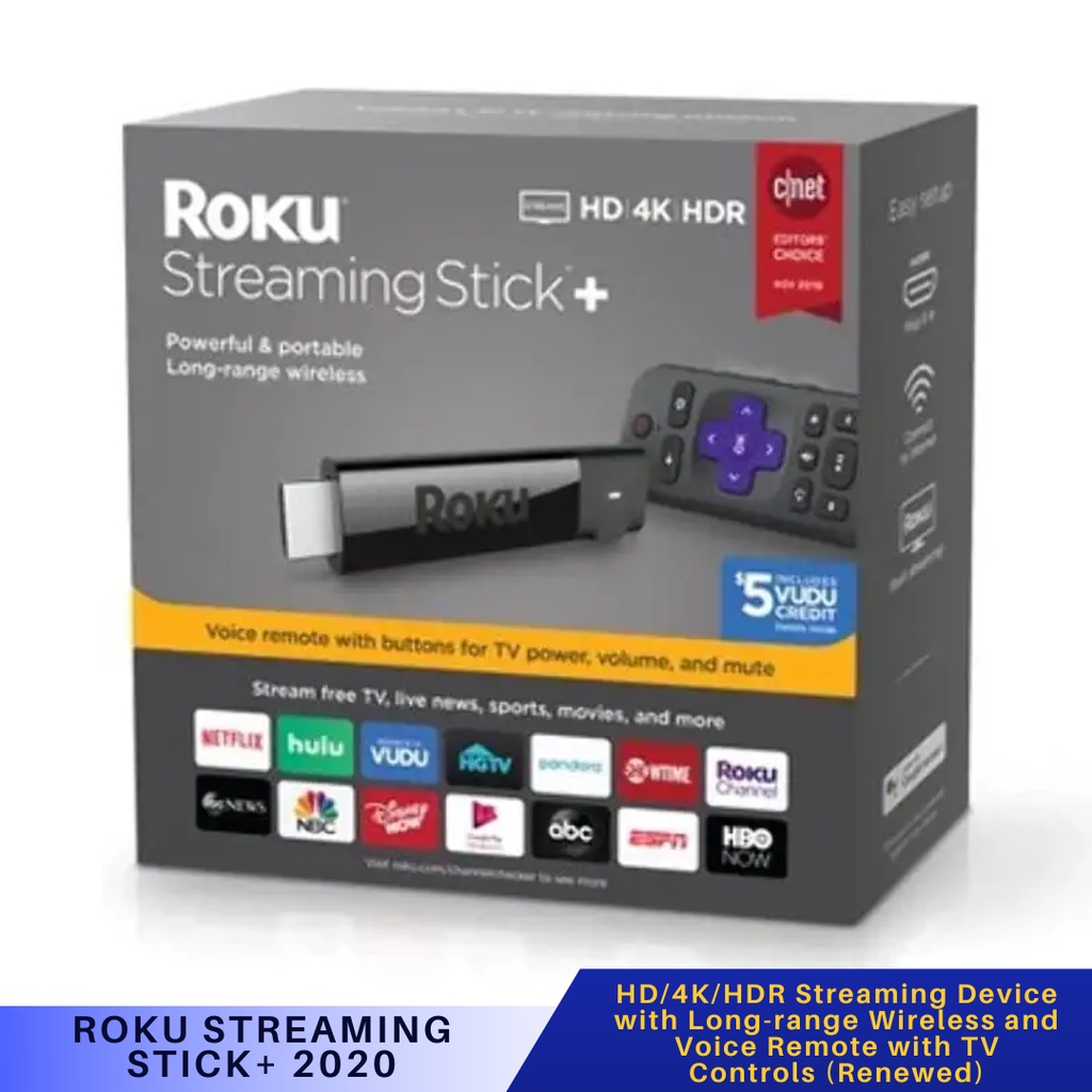 Roku Streaming Stick+ 2020 Hd/ 4K/ Hdr Device With LongRange