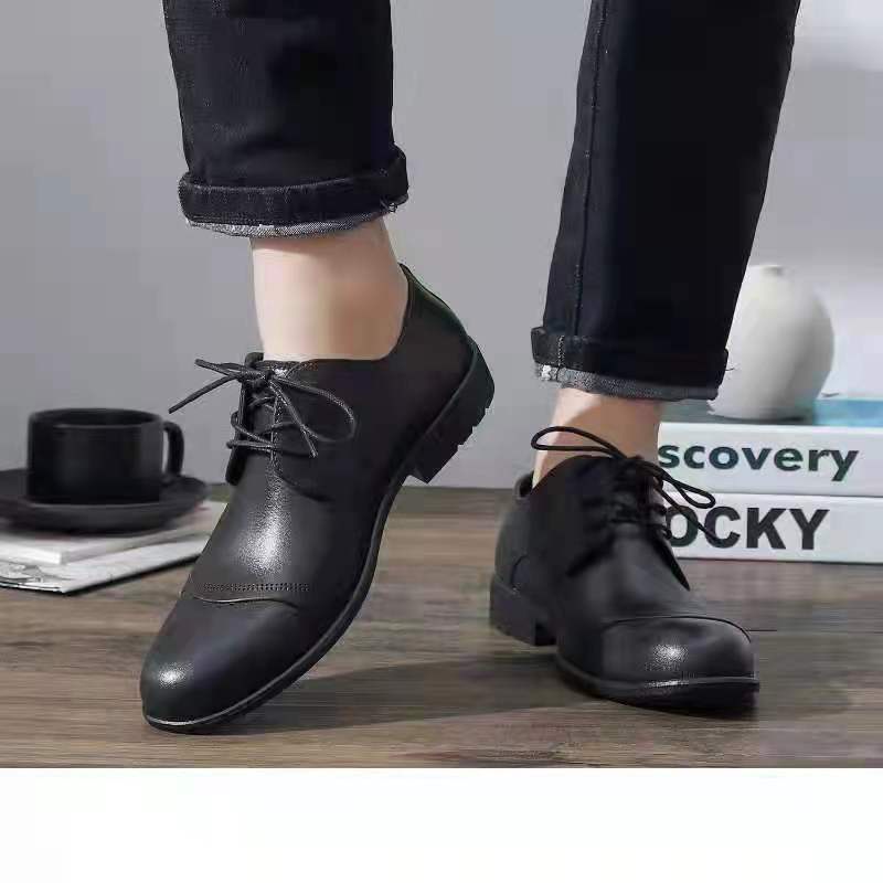 Formal Men's Rubber Black Shoes Slip-Ons with Lace-up Design for School ...