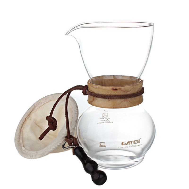 Thermo Coffee Glass Drip Pot with Flannel Bag Filter Pour Over Coffee