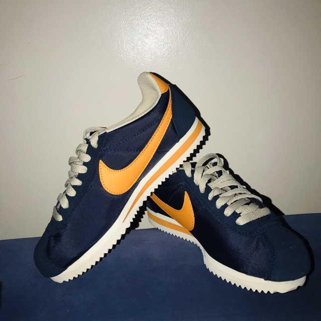 nike cortez yellow and blue