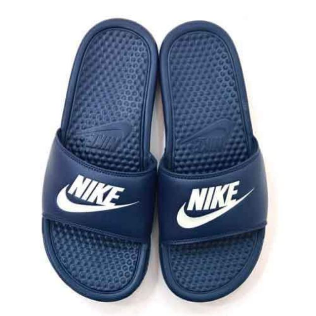 navy nike slides