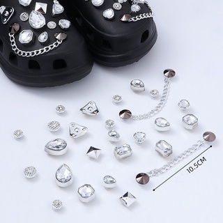 25pcs/Charms Crocs /Shoe Buckle/ Accessories Diamond Pearl Chain Gemstone Decoration /Jibbitz Set/Decoration