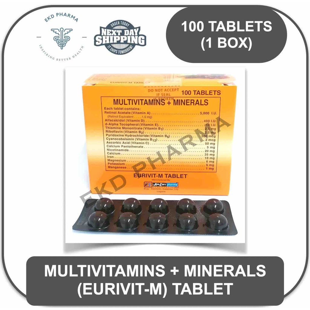 EurivitM Multivitamins + Minerals Tablet [100 tablets] Expiry Date 5/