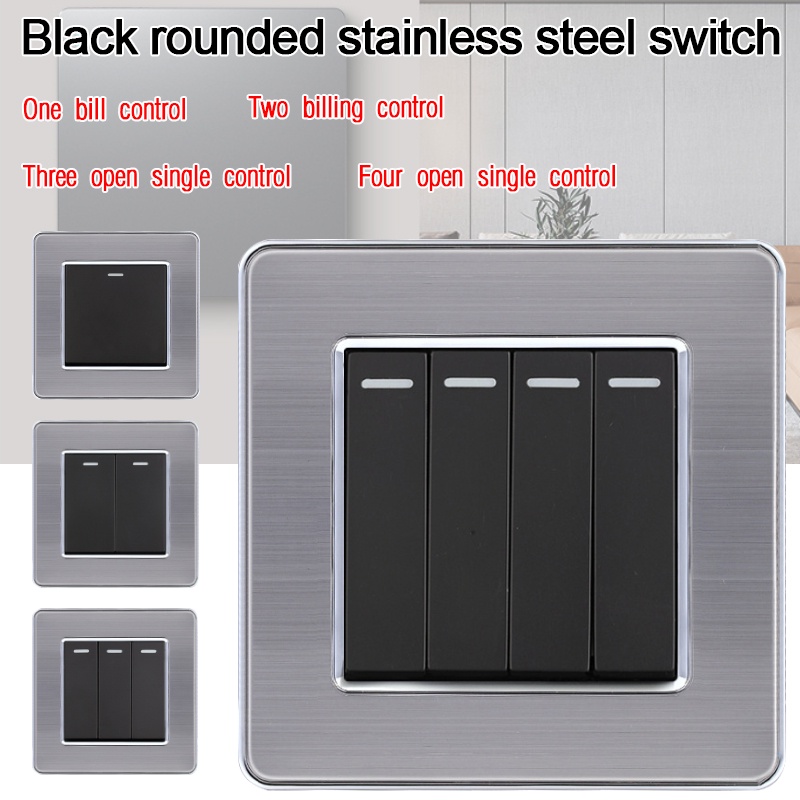 1 2 3 4 Gang 2 Way Luxury Light Switch Push Button Wall Switch Four color stainless steel