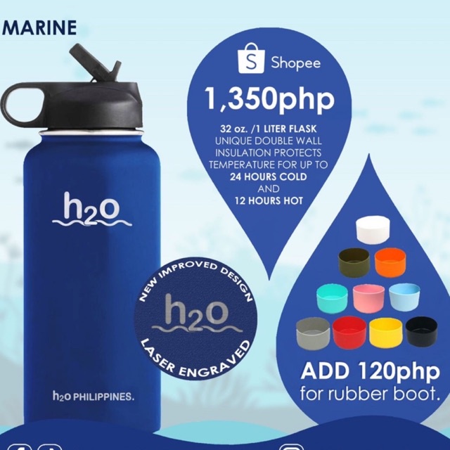 MARINE -32oz H2O FLASK | H2O PHILIPPINES | VACUUM INSATED FLASK ...