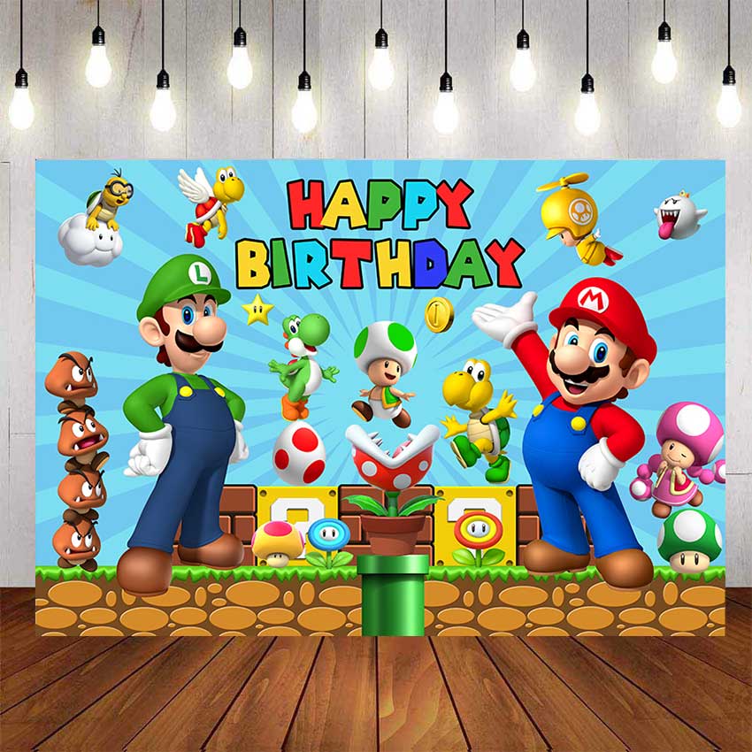 Game Super Mario Babys Backdrop For Photography Baby Shower Kids ...