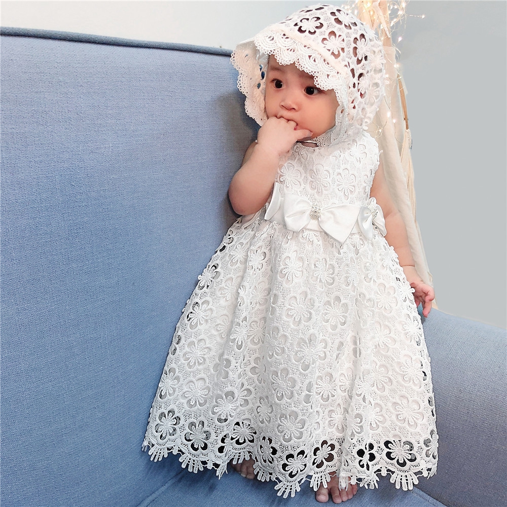 2pcs set newborn baby  baptism dress  hat lace 1 birthday 