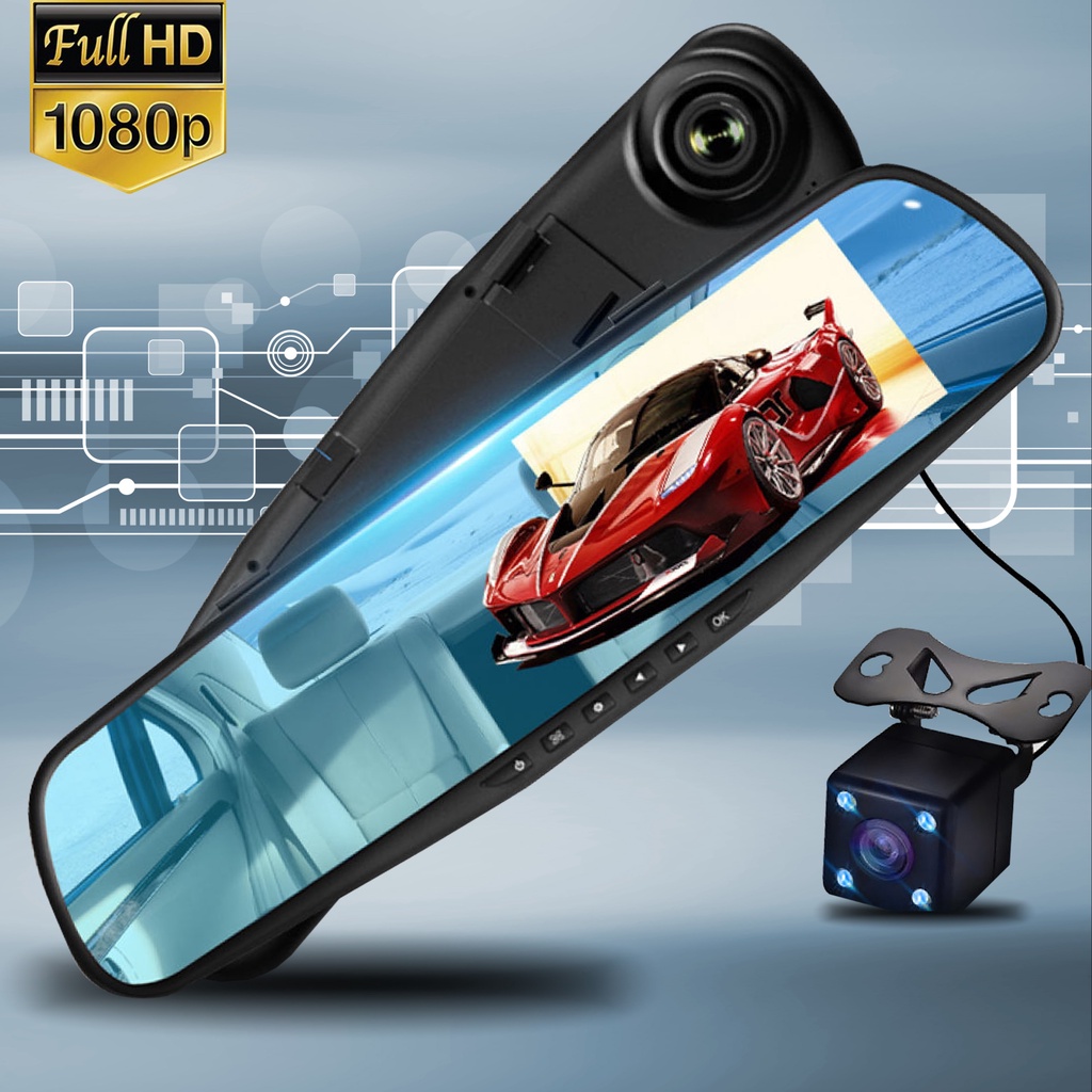 Full HD 4.3 Dual Recording Car DVR Rear View Mirror Dash Cam Video Automatic Dash Cam Car Camera #8