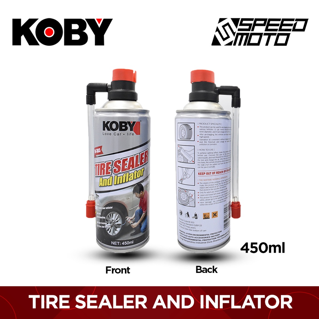 KOBY TIRE SEALER AND INFLATOR 450ML/600ML FOR MOTORCYCLE/CAR Shopee