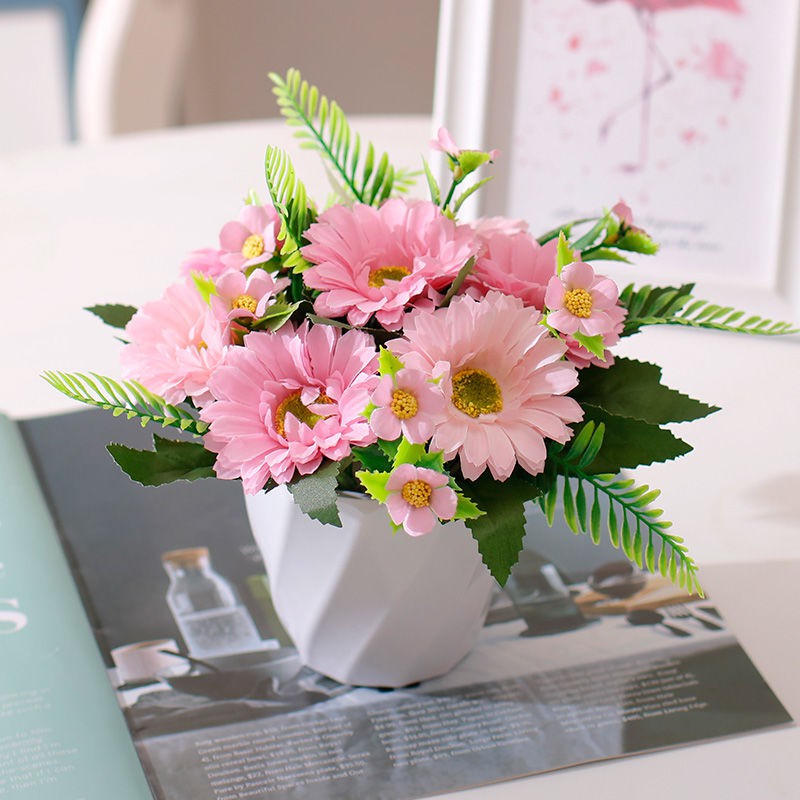 1 Bunch Artificial Garden Chrysanthemum Daisy Silk Sunflower Fake Flower Bridal Bouquet Wedding Party Home Decor