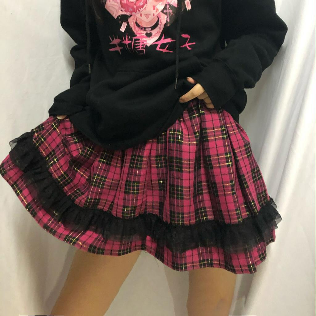 pink plaid miniskirt