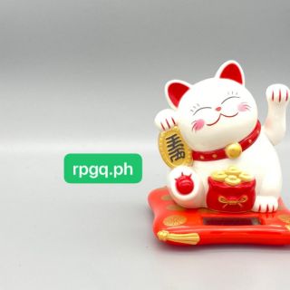 LUCKY CAT (White-Yellow-Solar-Large) #MLY-23003 #SIE:H17cm #4