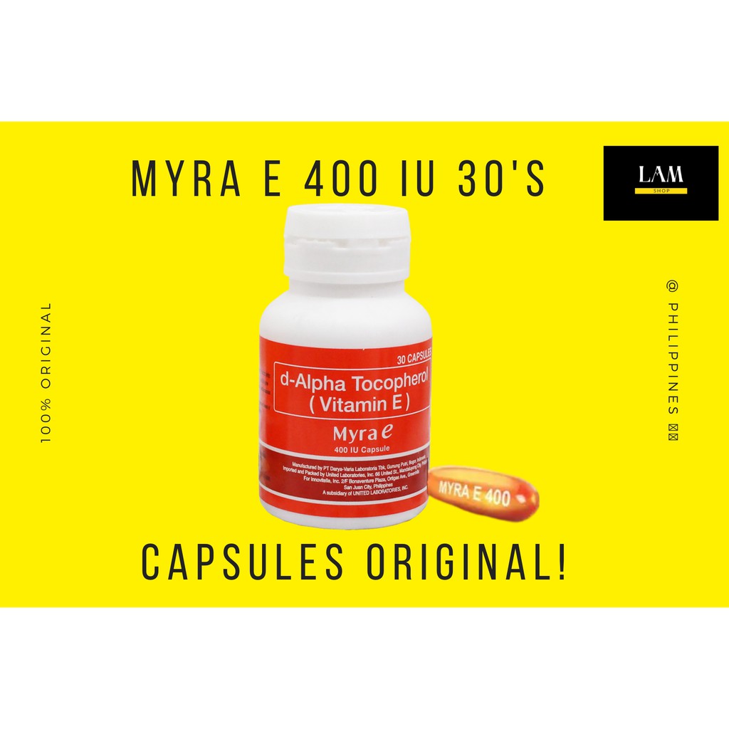 Myra e 400iu 30 capsules Bottle ( d Alpha Tocopherol Vitamin E ) Myra