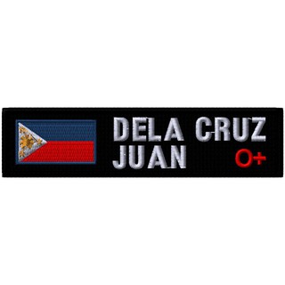 Philippine Flag with Personalized Rider Name sew-on embroidered fabric patch: for sewing on garments #1