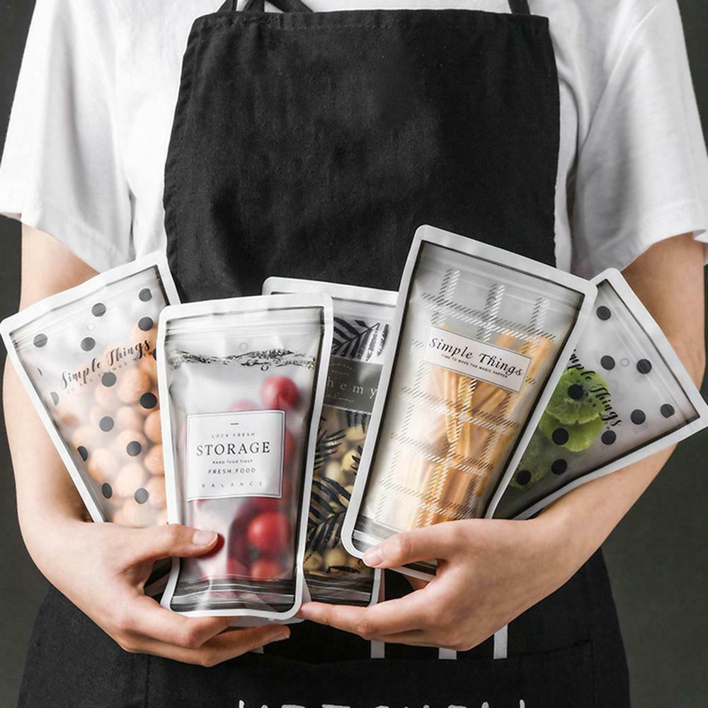 4pcs Transparent Food Preservative Zipper Bag / Water Cup Zip lock Bag Food Seal Fresh Bag / Reusable Plastic Vacuum Food Fresh Bags / Travel Portable Binding Bag Kitchen Tool