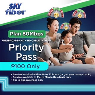 SKY Fiber Plan 80Mbps Unlibroadband + HD Cable TV Plans Priority Pass