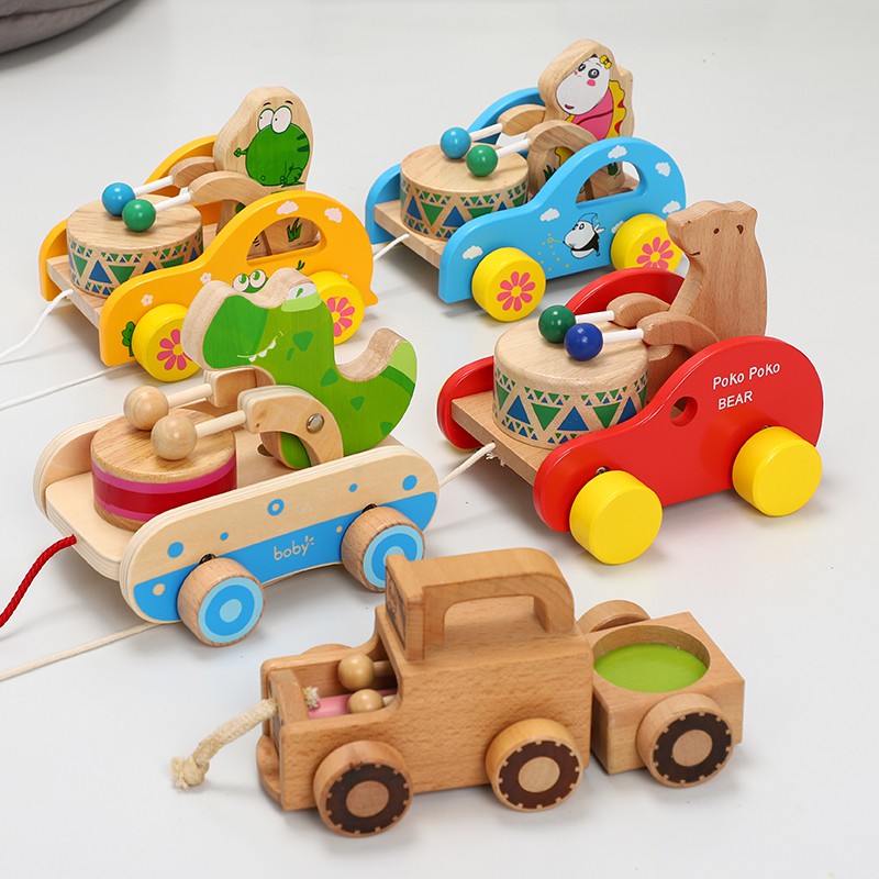 wooden push along trolley