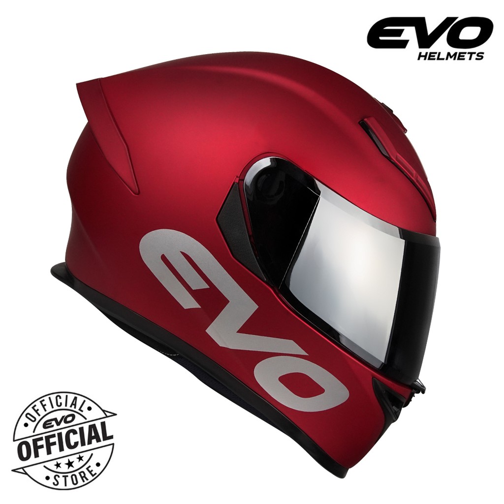 EVO GSX 3000 V2 Plain Matte Red Full Face Dual Visor Helmet | Shopee