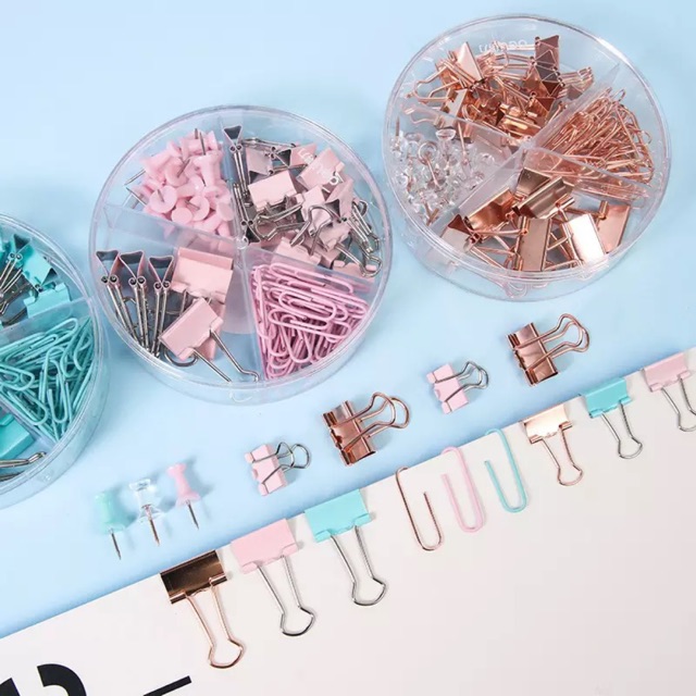 Metallic Paperclip/Pushpin/Binder Clip Set | Shopee Philippines