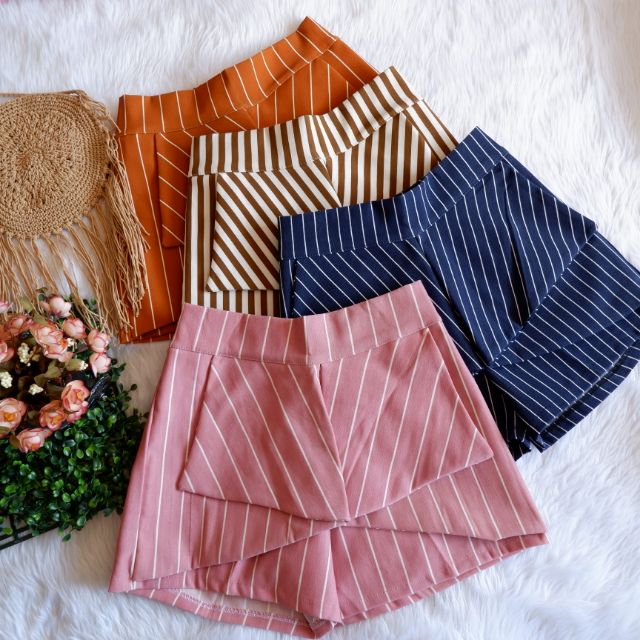 Origami Shorts in Plain and Stripes Print | Shopee Philippines