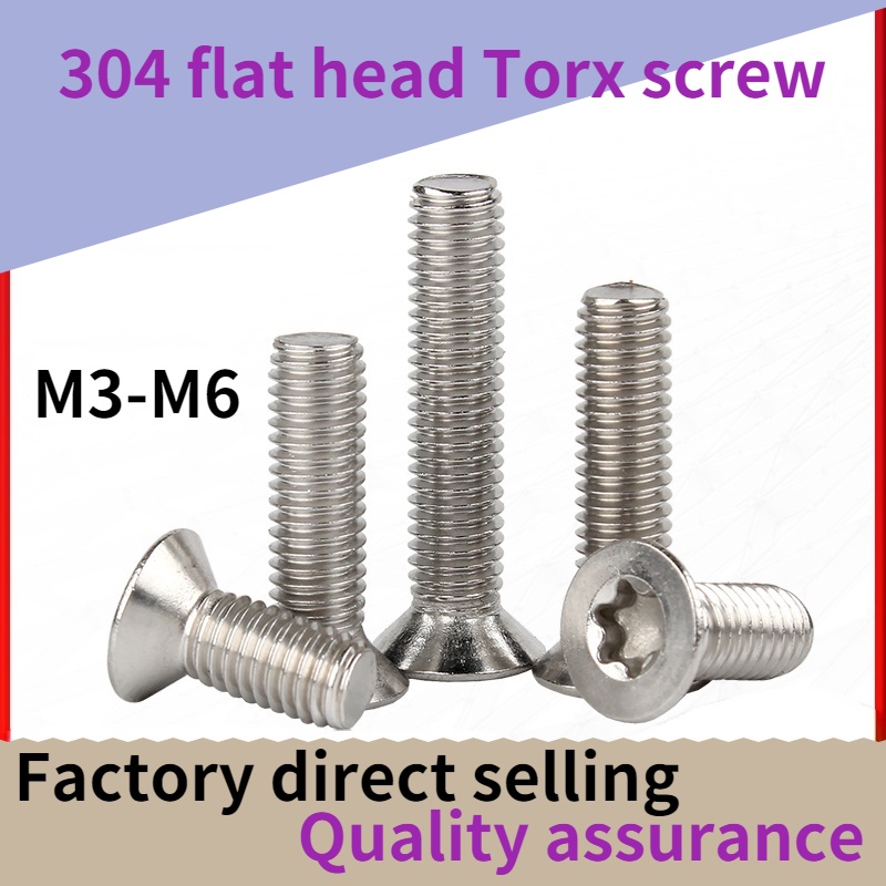 304 stainless steel m3m4m5m6 screw countersunk / flat head Torx screw