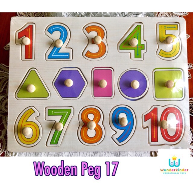 Wooden Puzzle Peg Numbers w/ Shapes Shopee Philippines