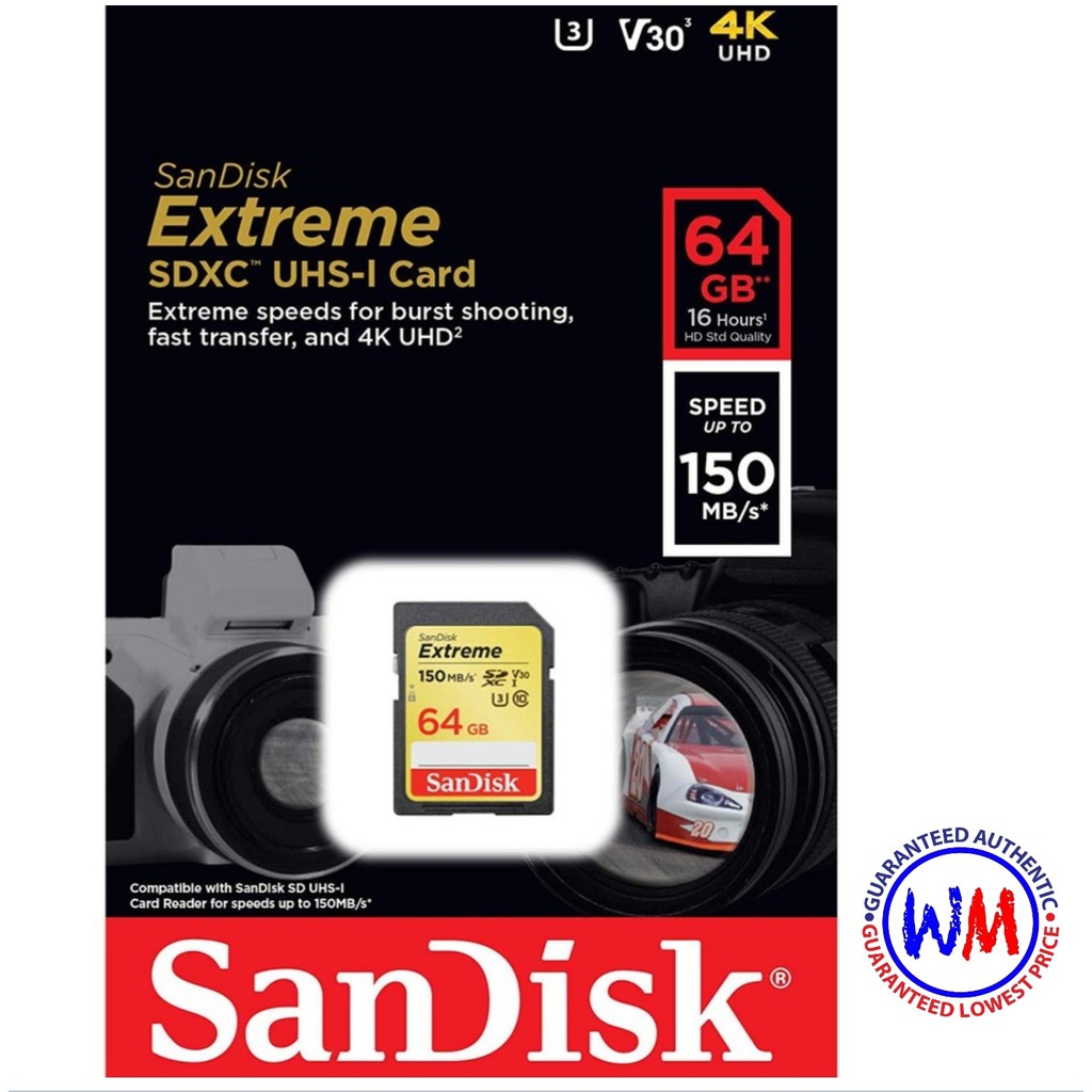 SanDisk Extreme Sdxc 64gb Class 10 Sdsdxv2-064g R170 W80 Latest Version  (Replaced Sdsdxv6-064g) | Shopee Philippines