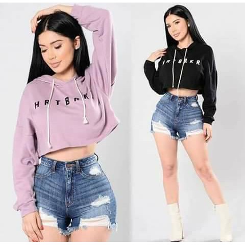 crop top hoodie shopee