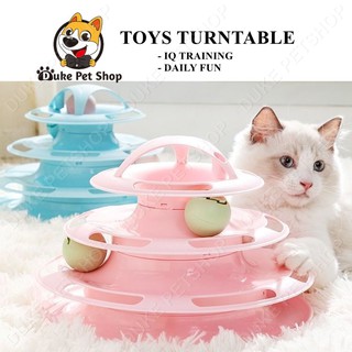 Pet Cat IQ Training Toys Entertainment Disc Turntable Amusement Plate with Balls